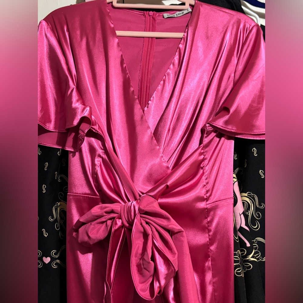 Satin Pink Wrap Dress